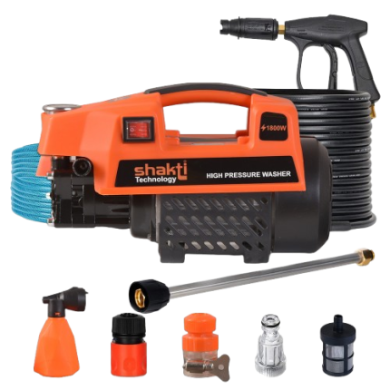 Shakti Technology S3 High Pressure Car Washer Machine 1800 Watts & Pressure 120 Bar For Cleaning Car, Bike & Solar Cleaning.